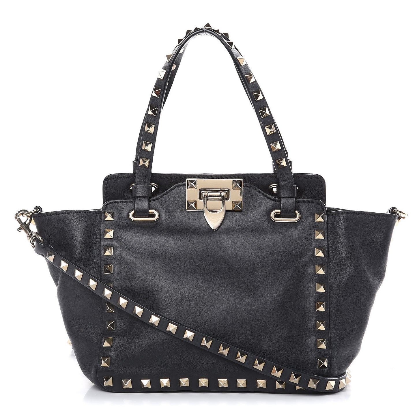 Vitello Mini Rockstud Tote Black