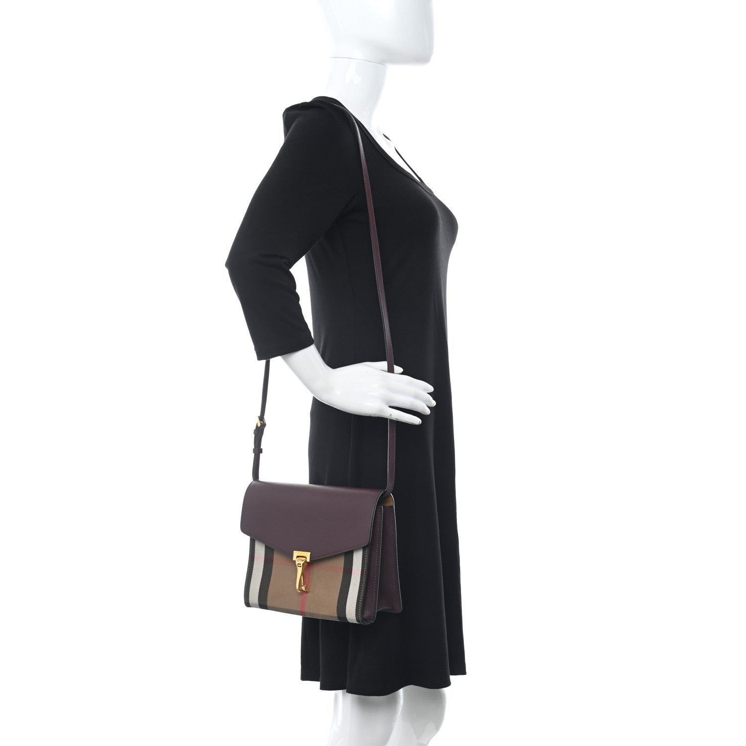 Burberry Derby Calfskin House Check Small Macken Crossbody Bag Mahogany Red 2 of 9