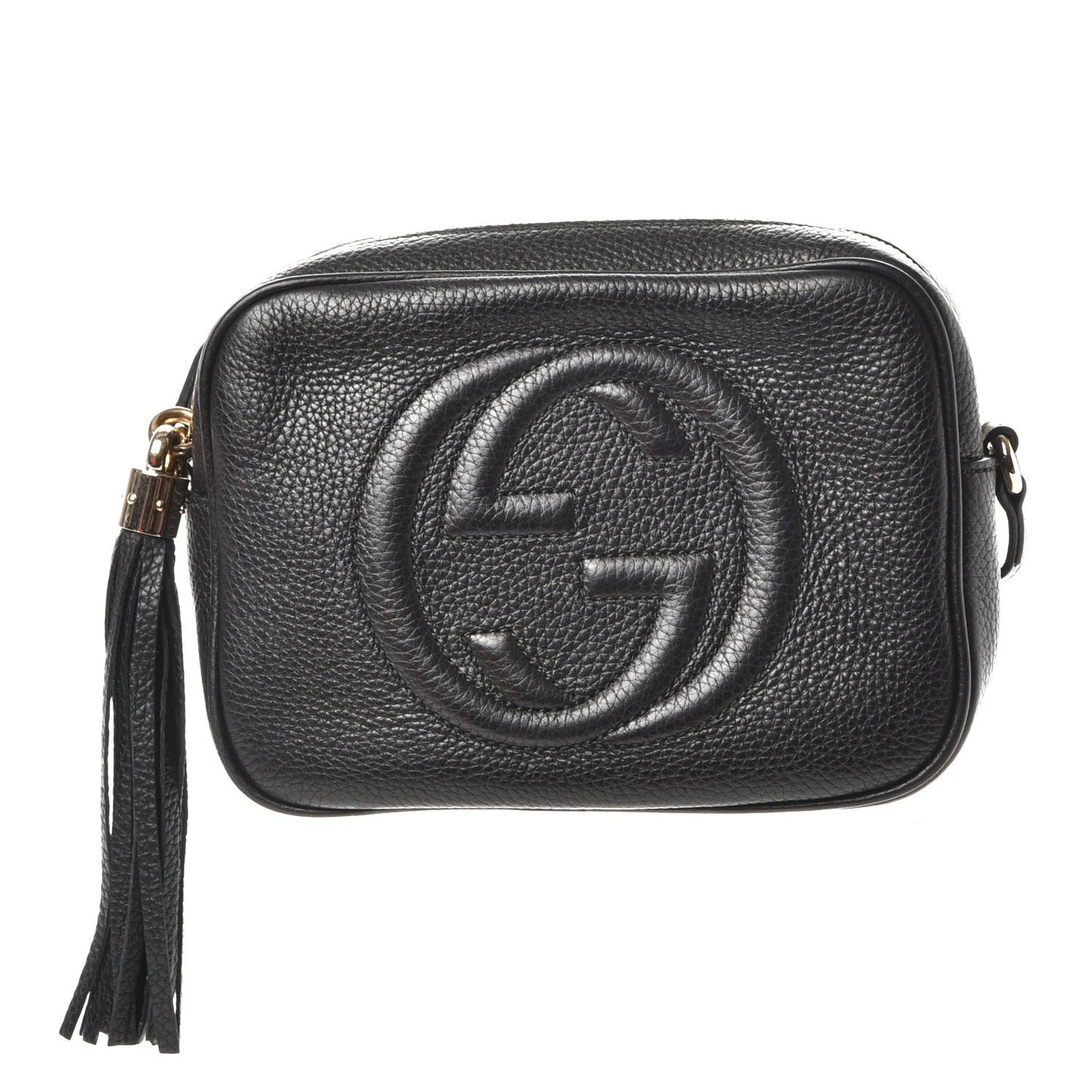 Pebbled Calfskin Small Soho Disco Bag Black