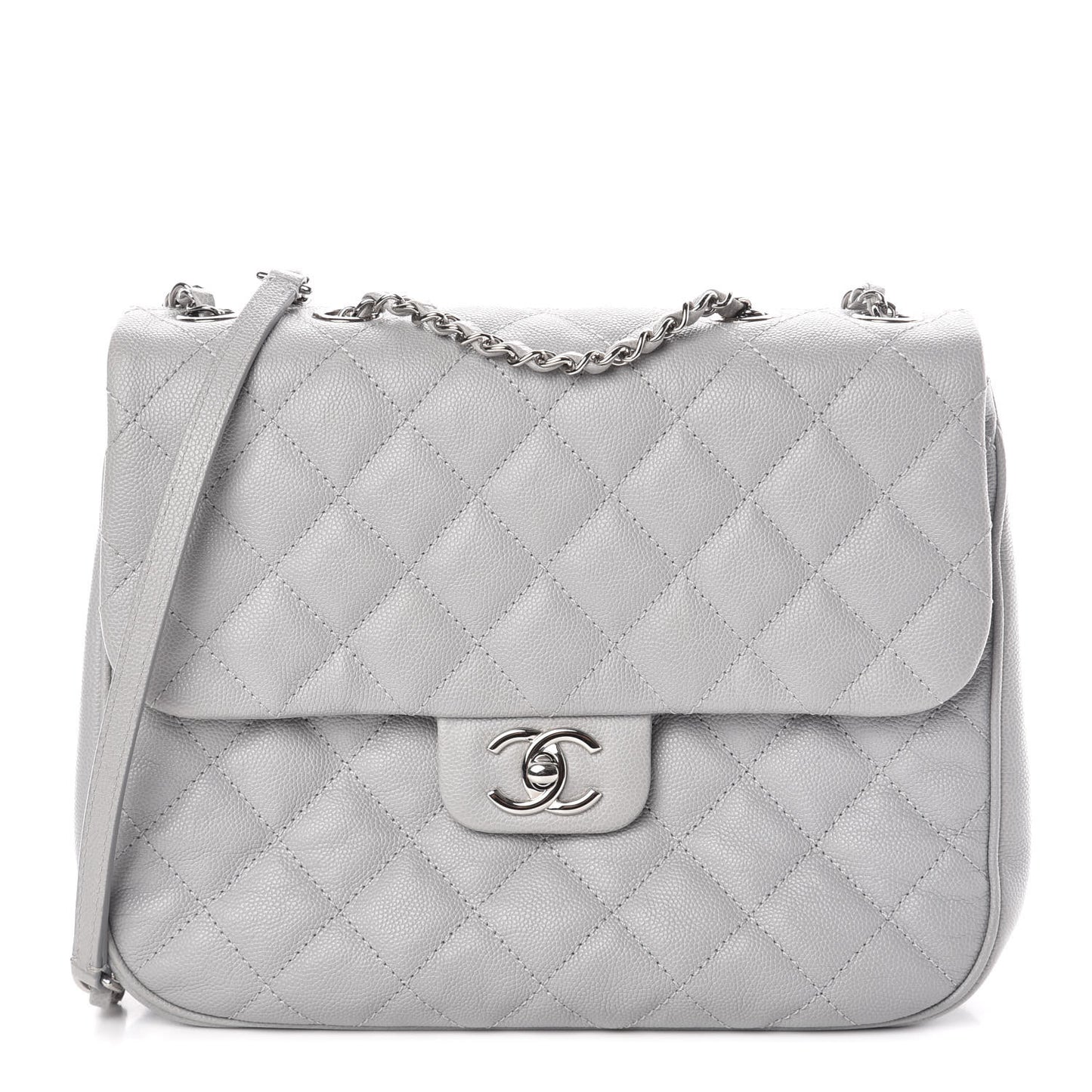 Caviar Quilted Large Urban Companion Flap Grey