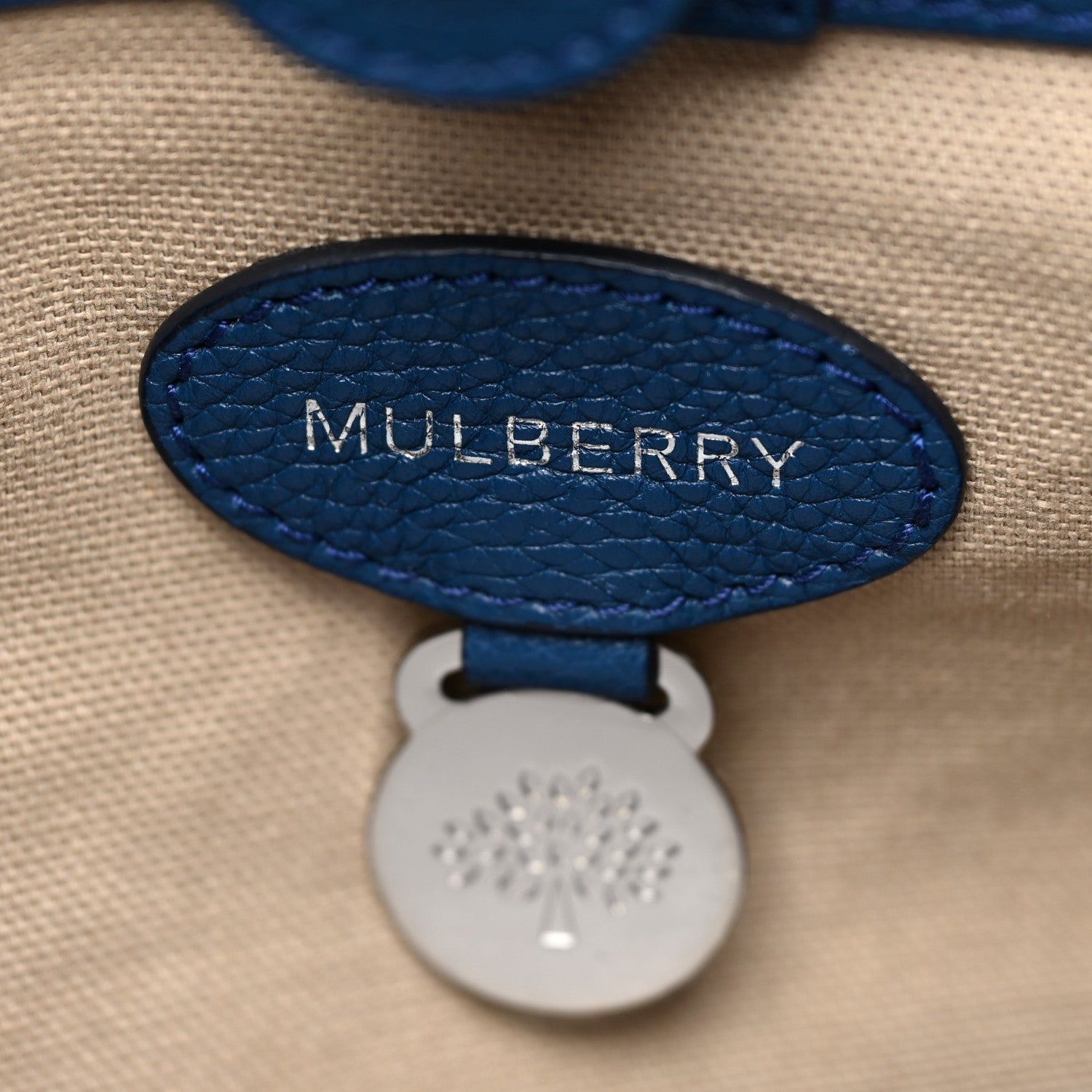 Mulberry Small Classic Grain Calfskin Bayswater Double Zip Tote Blue 6 of 16