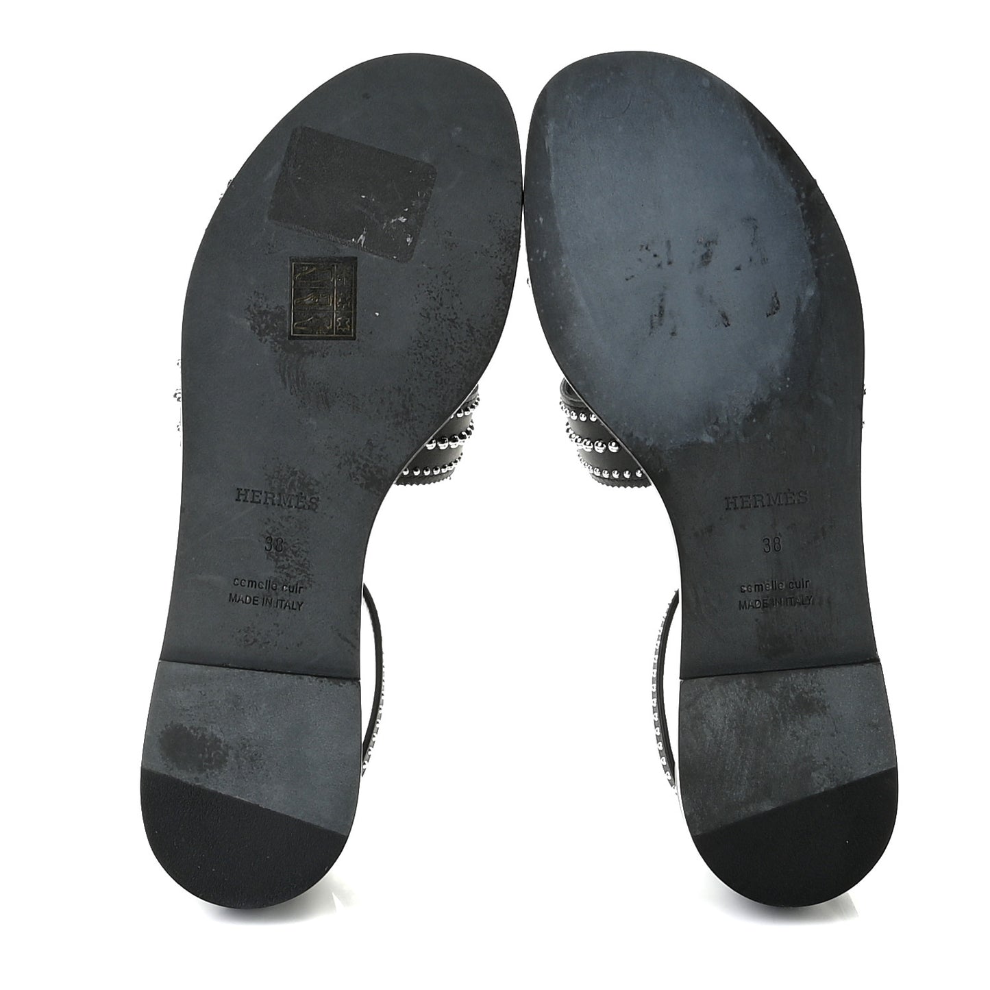 Calfskin Studded Santorini Sandals 38 Black