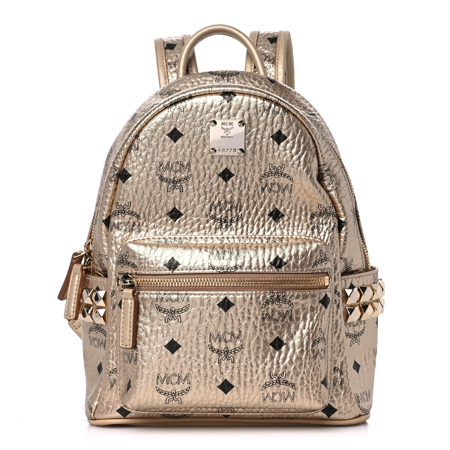Metallic Visetos Mini Side Stud Stark Backpack Gold