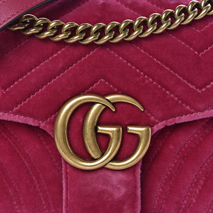 Gucci Velvet Matelasse Small GG Marmont Shoulder Bag Light Raspberry Rose 10 of 10