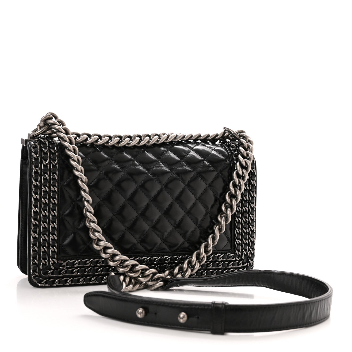 Chanel Glazed Calfskin Quilted Medium Chain Around Boy Flap Black 3 of 12