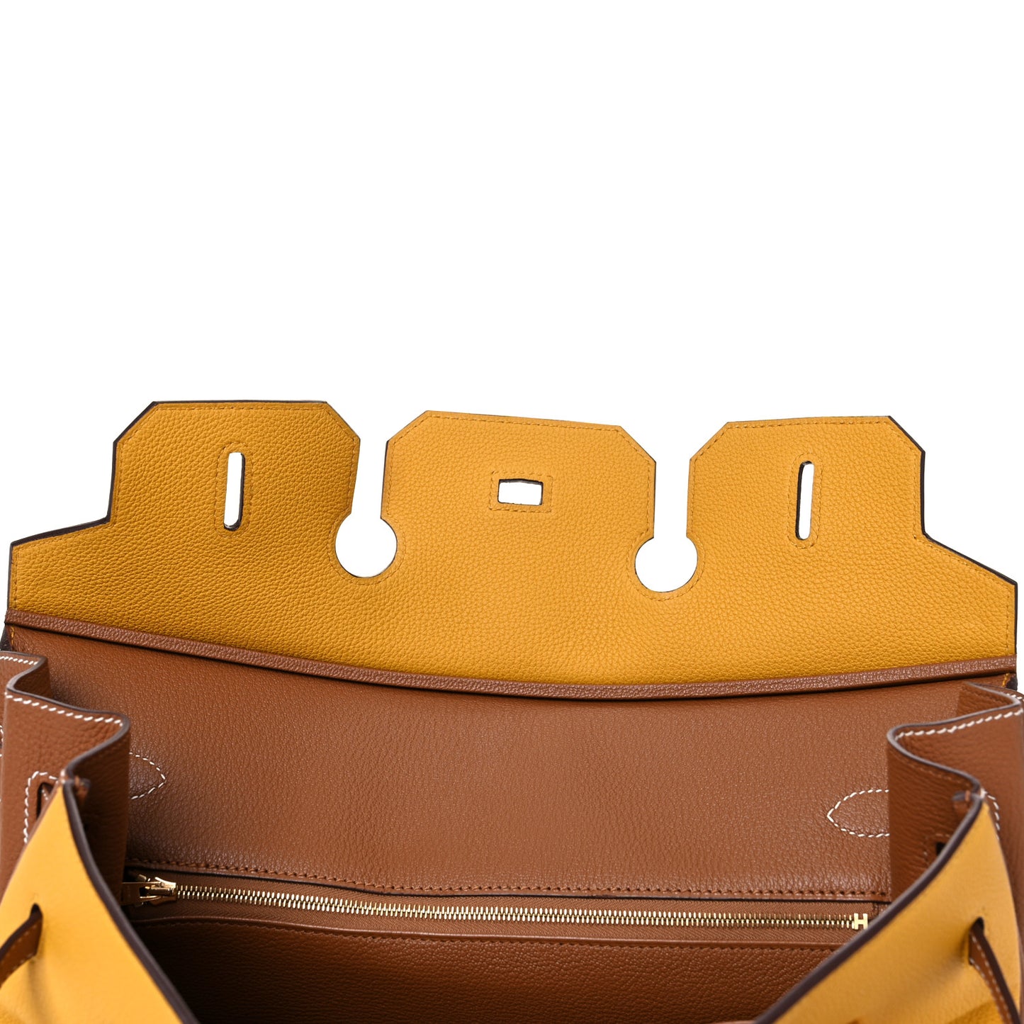 Togo Bi Color Horseshoe Birkin 35 Jaune Ambre Gold