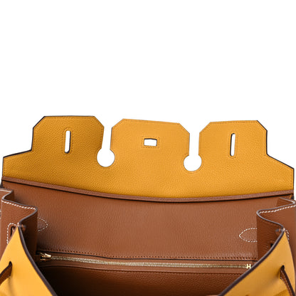 Hermes Togo Bi Color Horseshoe Birkin 35 Jaune Ambre Gold 17 of 34