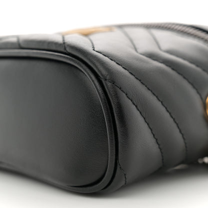 Gucci Calfskin Matelasse Chevron Mini GG Marmont Top Handle Bag Black 10 of 10