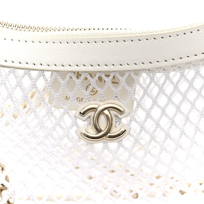 Chanel Mesh Shiny Lambskin Chain Hobo White 14 of 14