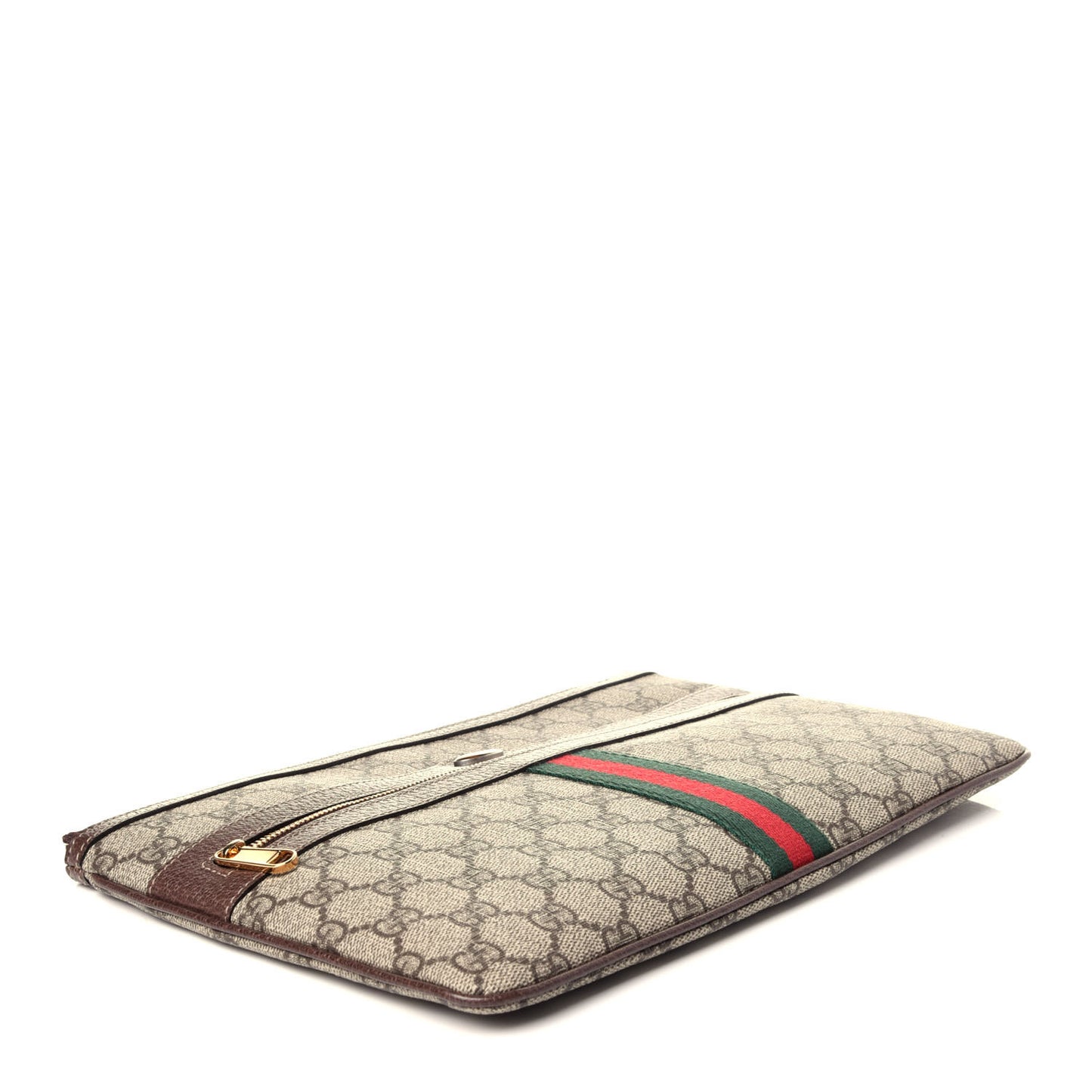 GG Supreme Monogram Large Ophidia Pouch Clutch Brown