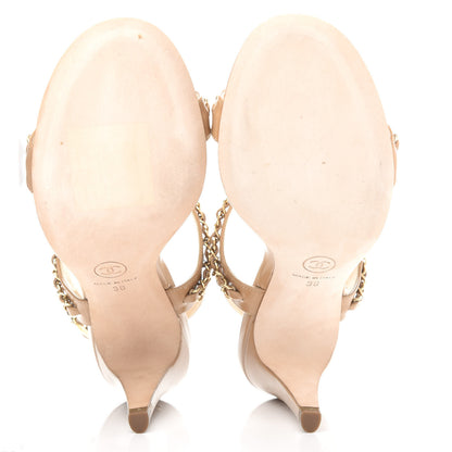 Chanel Crumpled Calfskin Chain Sandals 36 Beige 6 of 10