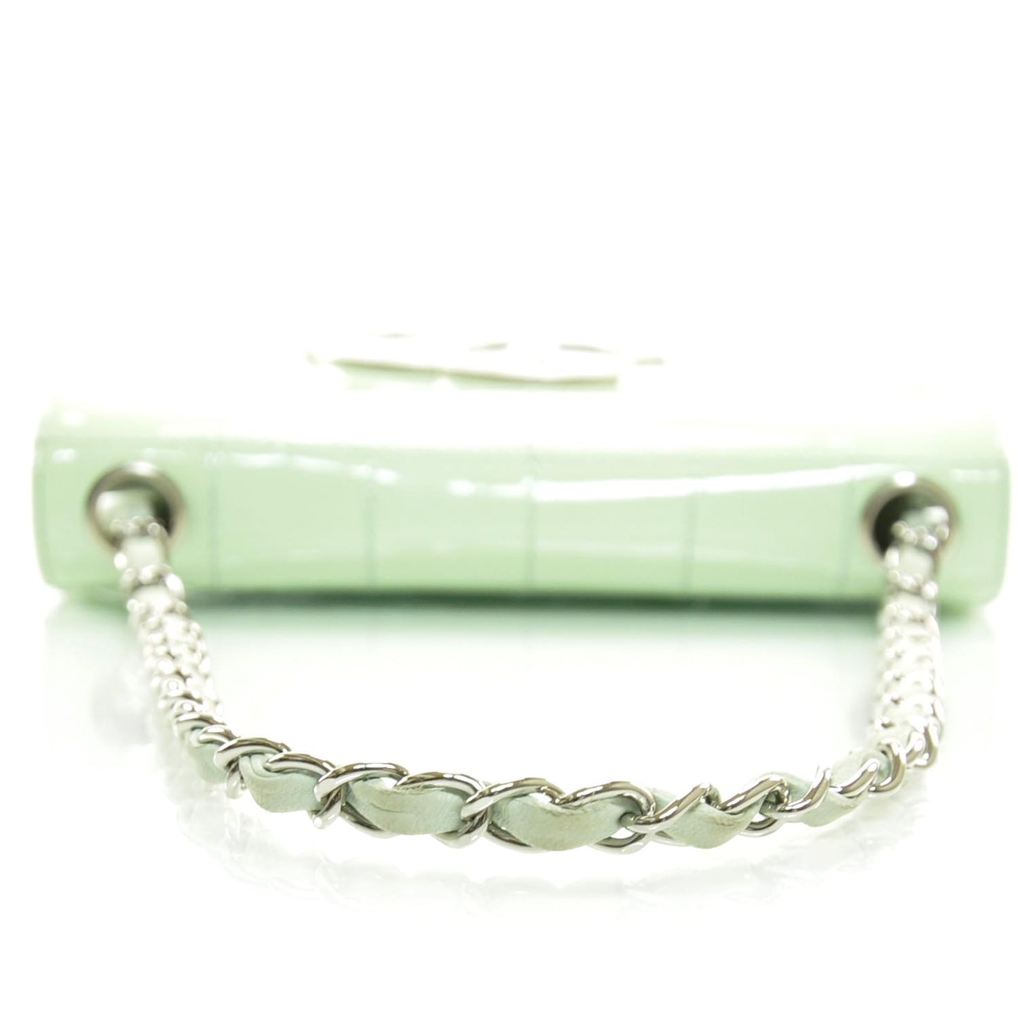 Patent Stitched Diagonal Flap Bag Light Green