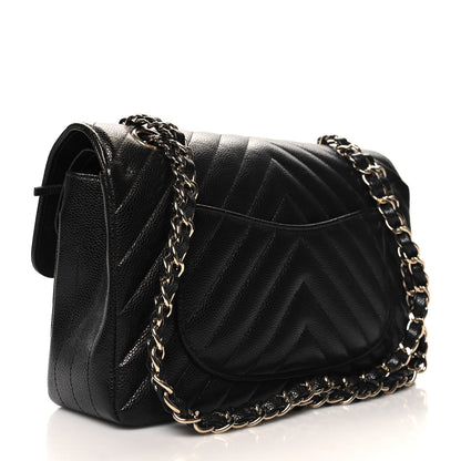 Chanel Caviar Chevron Quilted Small Double Flap Black 3 of 11