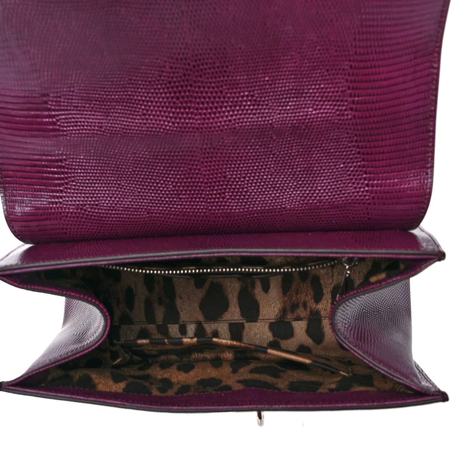 Lizard Calfskin Embossed Medium Monica Top Handle Bag Purple