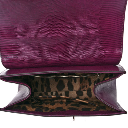 Dolce & Gabbana Lizard Calfskin Embossed Medium Monica Top Handle Bag Purple 4 of 7