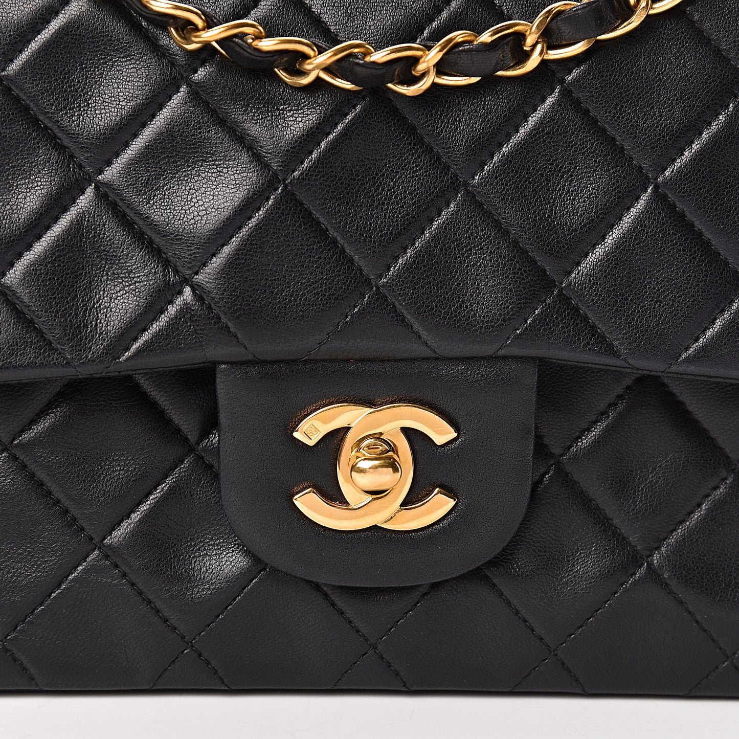 Lambskin Quilted Small Double Flap Black