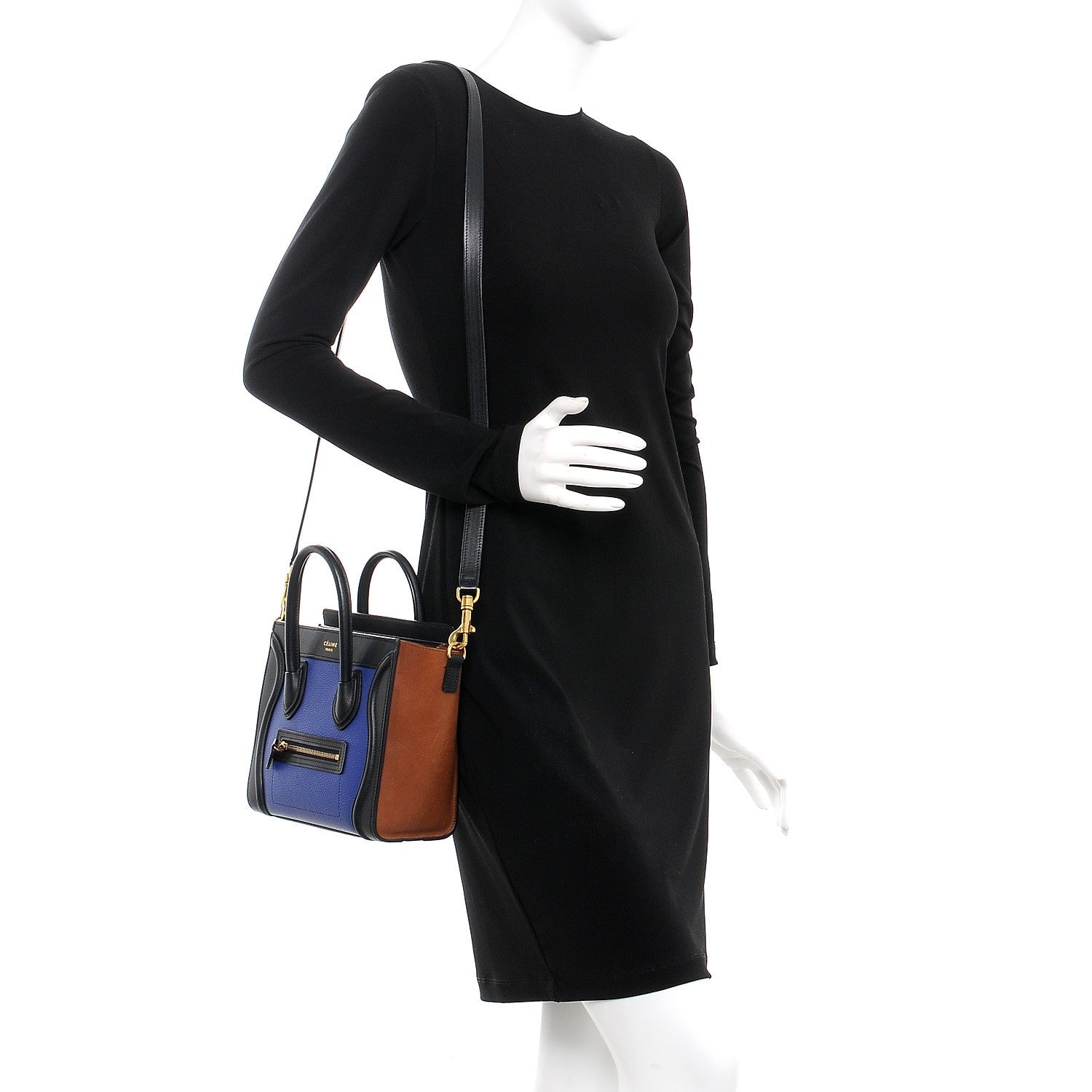 Celine Smooth Drummed Calfskin Nano Tri-Color Luggage Indigo 2 of 4