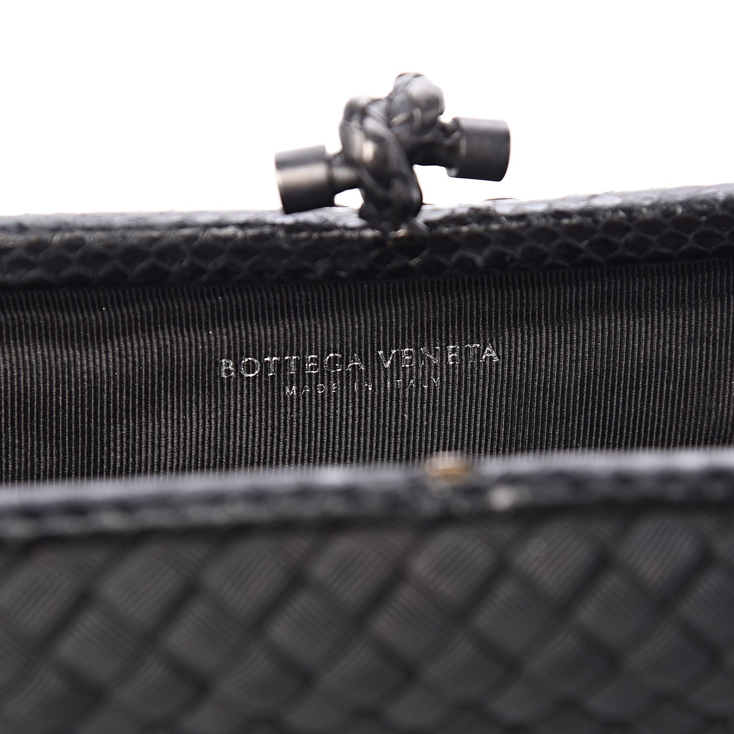 Bottega Veneta Satin Ayers Intreccio Impero Stretch Knot Clutch Black 5 of 7