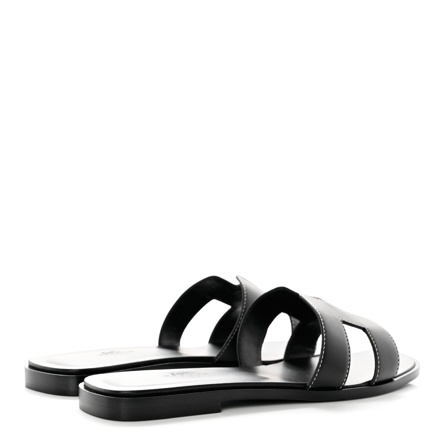 Hermes Box Calfskin Oran Sandals 38 Black 4 of 10
