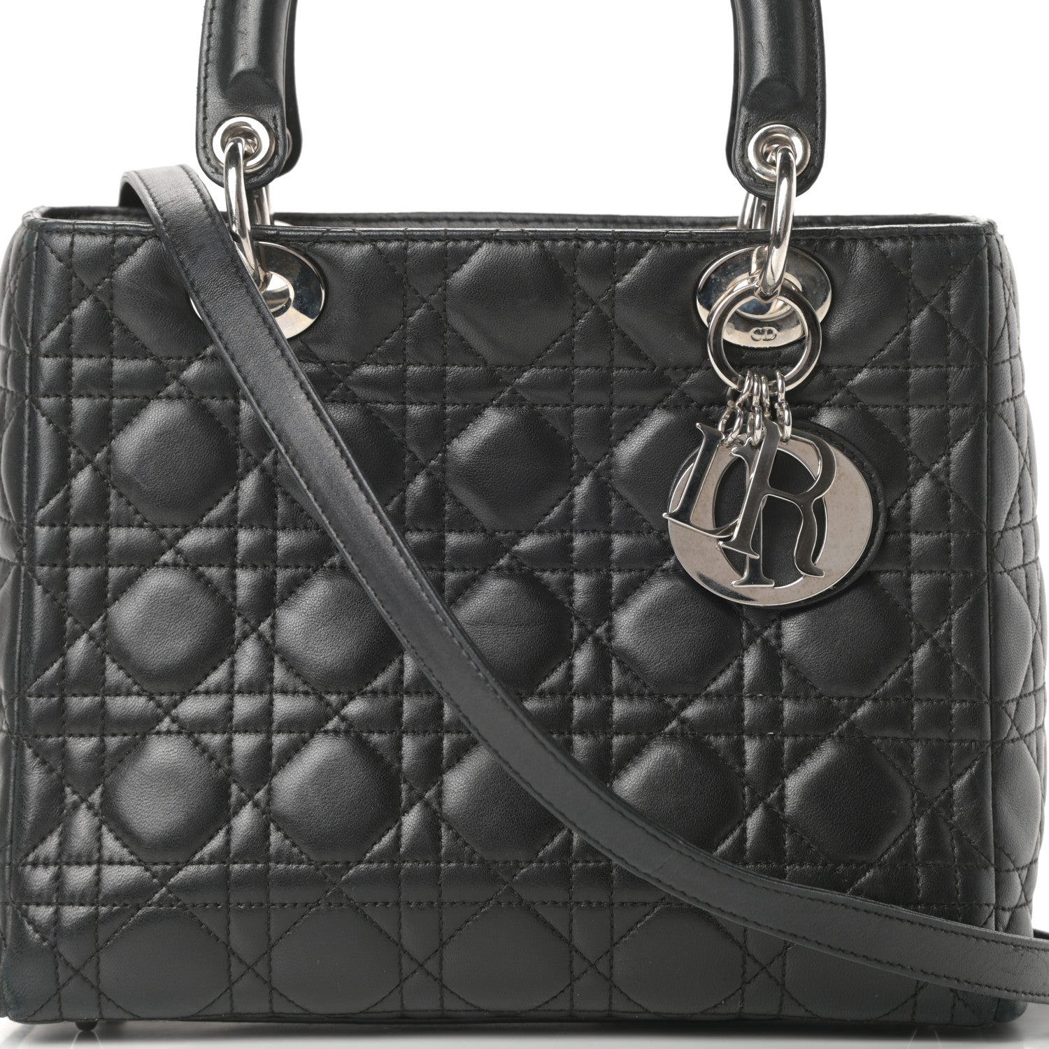 Christian Dior Lambskin Cannage Medium Lady Dior Black 8 of 15