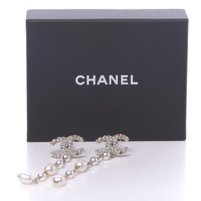 Chanel Pearl Crystal CC Charms Dangle Earrings Light Gold Pink 5 of 5