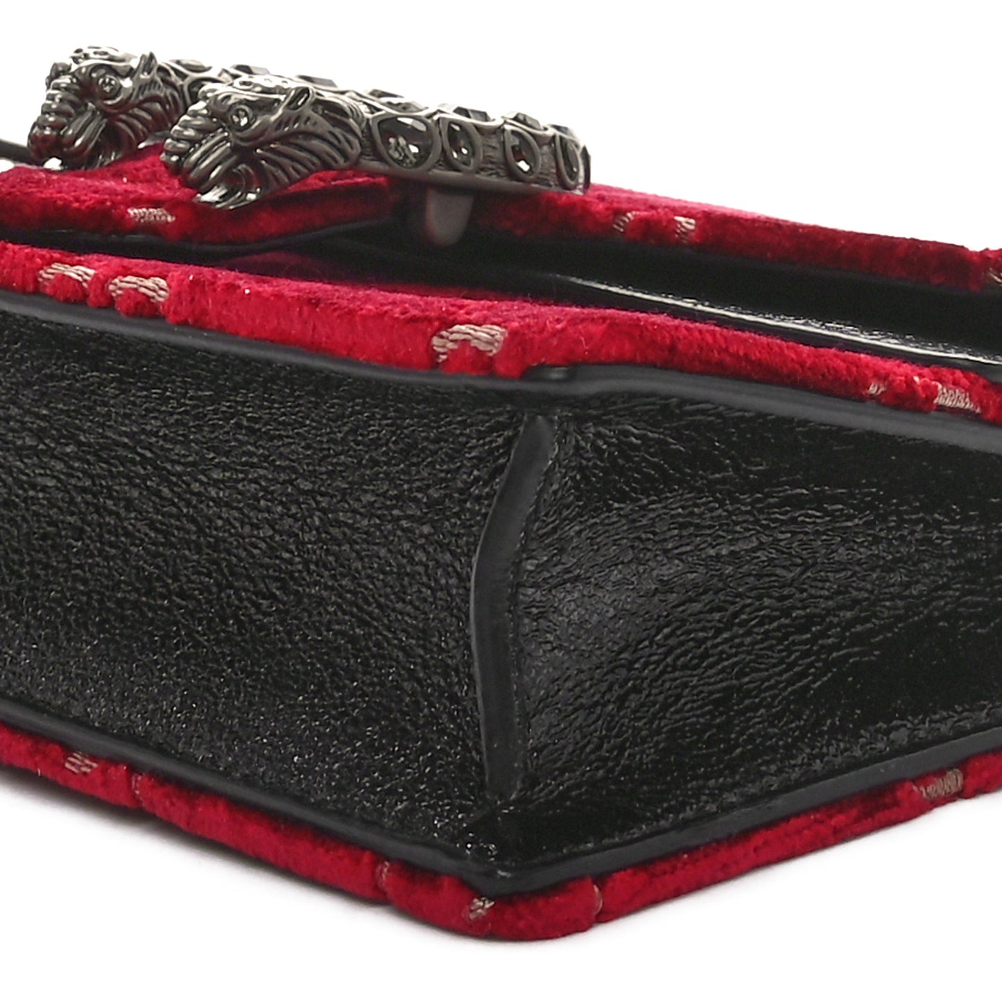 Velvet GG Monogram Super Mini Dionysus Shoulder Bag Red Cipria Black