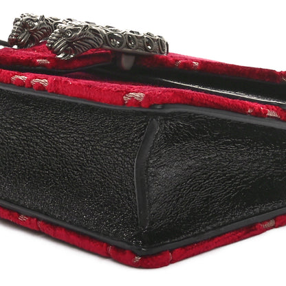Gucci Velvet GG Monogram Super Mini Dionysus Shoulder Bag Red Cipria Black 9 of 10