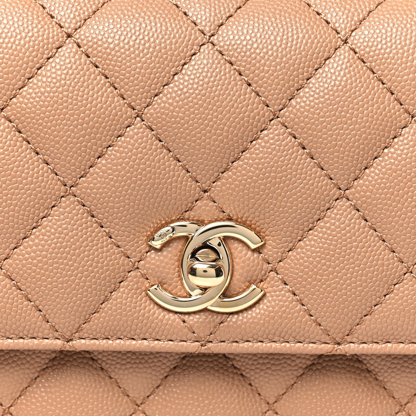 Caviar Quilted Mini Coco Handle Flap Beige
