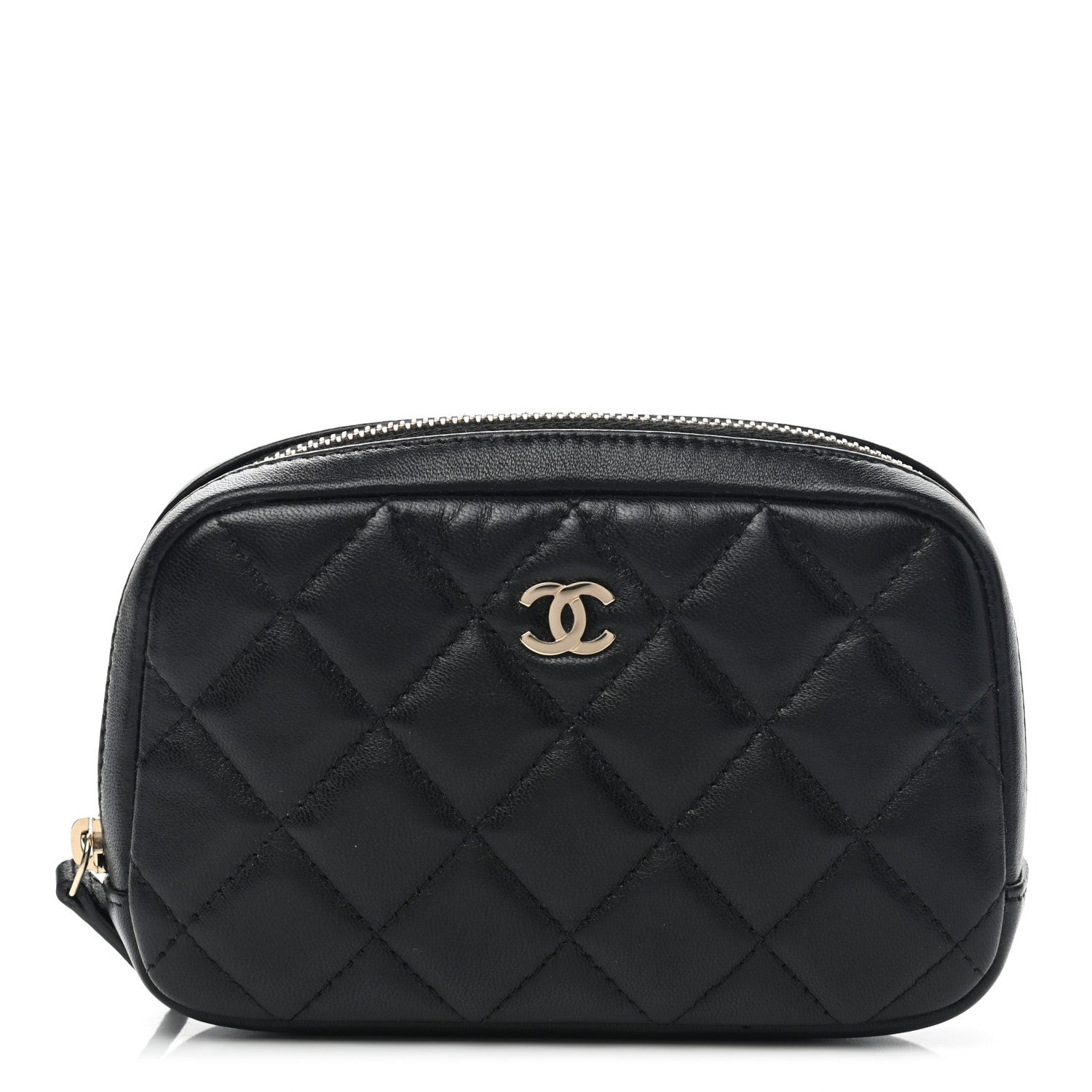 Chanel Lambskin Quilted Small Curvy Pouch Cosmetic Case Black 1 of 8