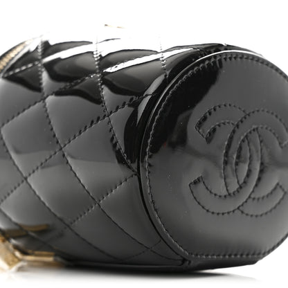 Chanel Patent Quilted Afternoon Tea Top Handle Vanity Case With Chain Black 9 of 10