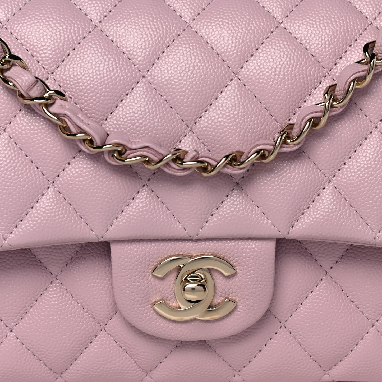 Caviar Quilted Medium Double Flap Light Pink