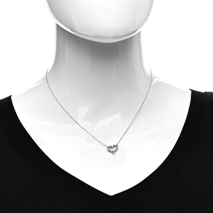 Tiffany Platinum Diamond Pink Sapphire Mini Heart Pendant Necklace 2 of 6