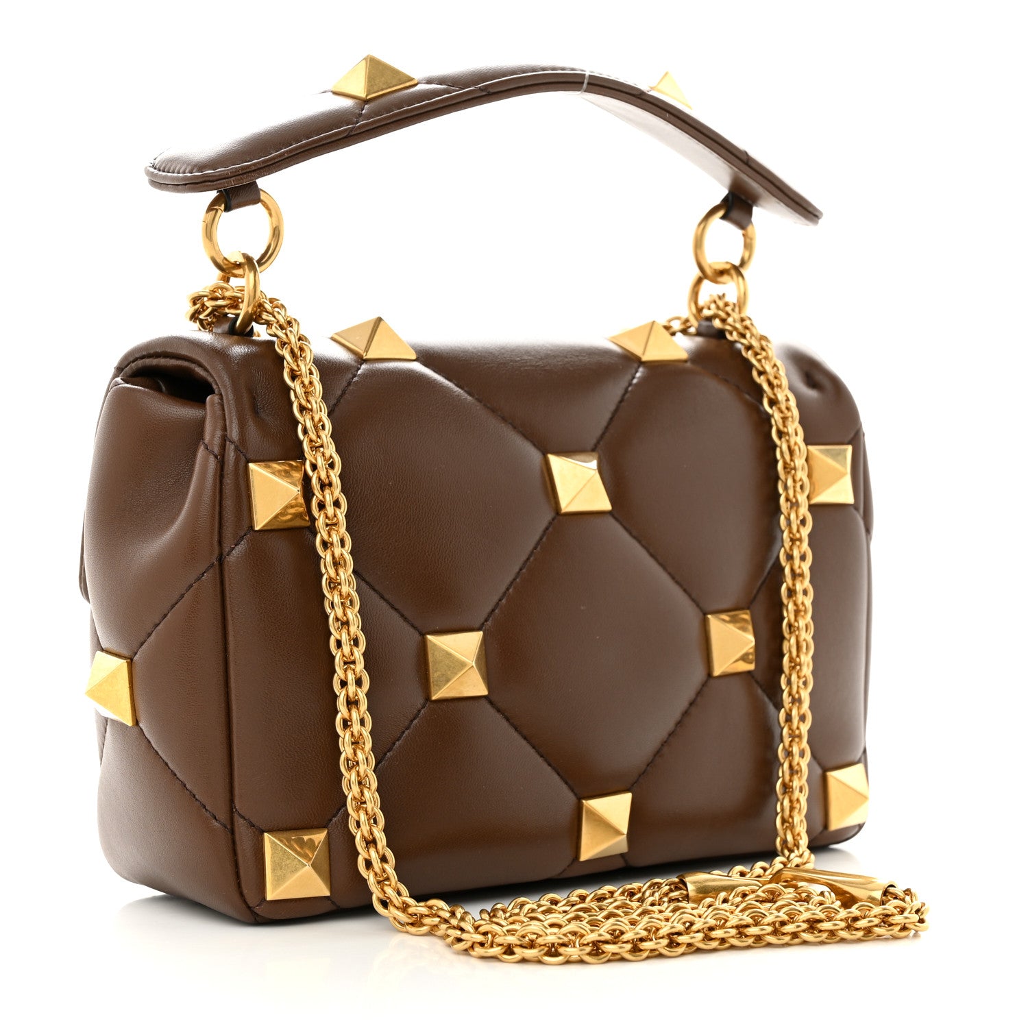 Valentino Garavani Nappa Roman Stud Shoulder Bag Teak Brown 3 of 12