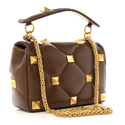 Valentino Garavani Nappa Roman Stud Shoulder Bag Teak Brown 3 of 12