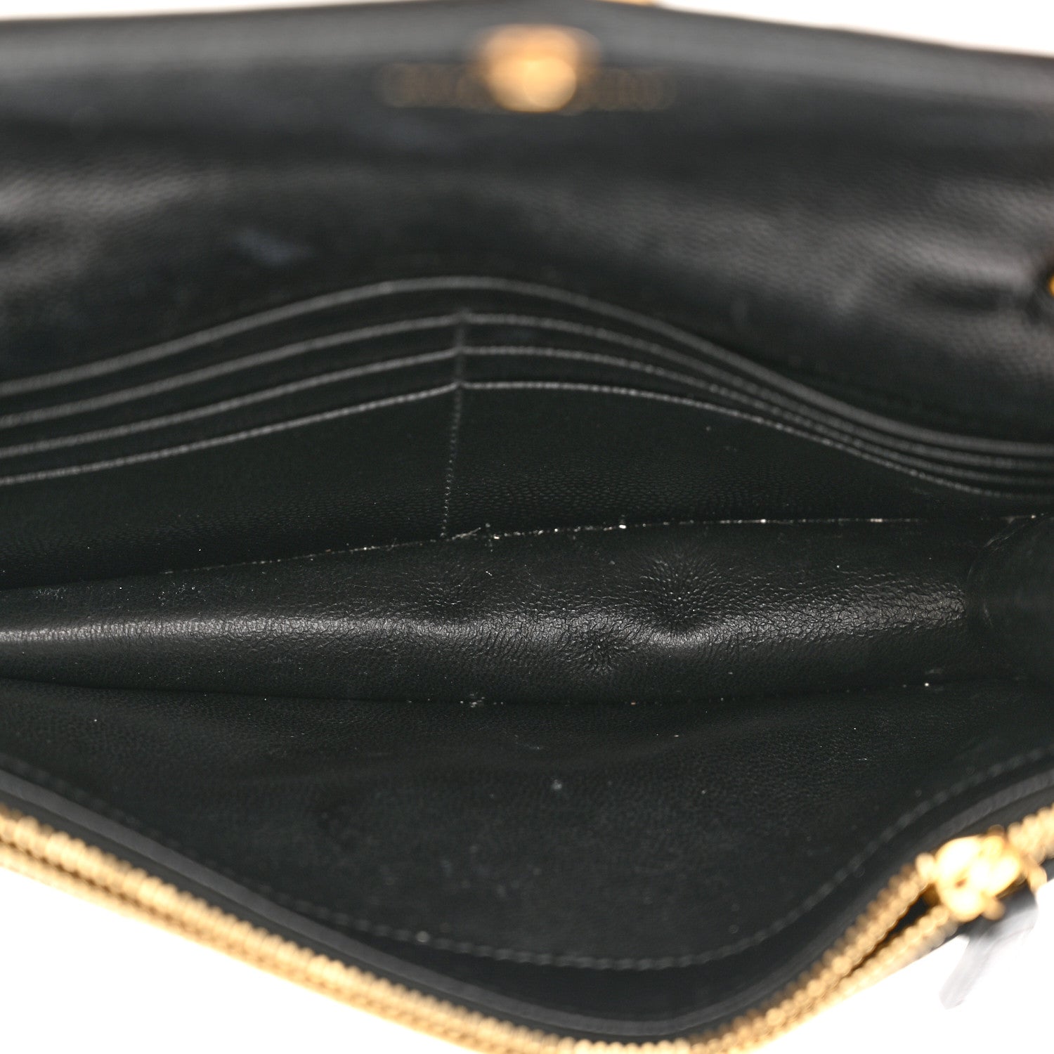 Saint Laurent Grain De Poudre Matelasse Chevron Monogram Envelope Chain Wallet Black 5 of 10