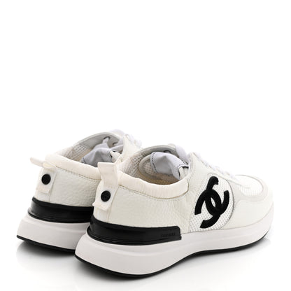 Chanel Calfskin Mesh Lycra Suede Womens Logo Sneakers 40 White 4 of 8