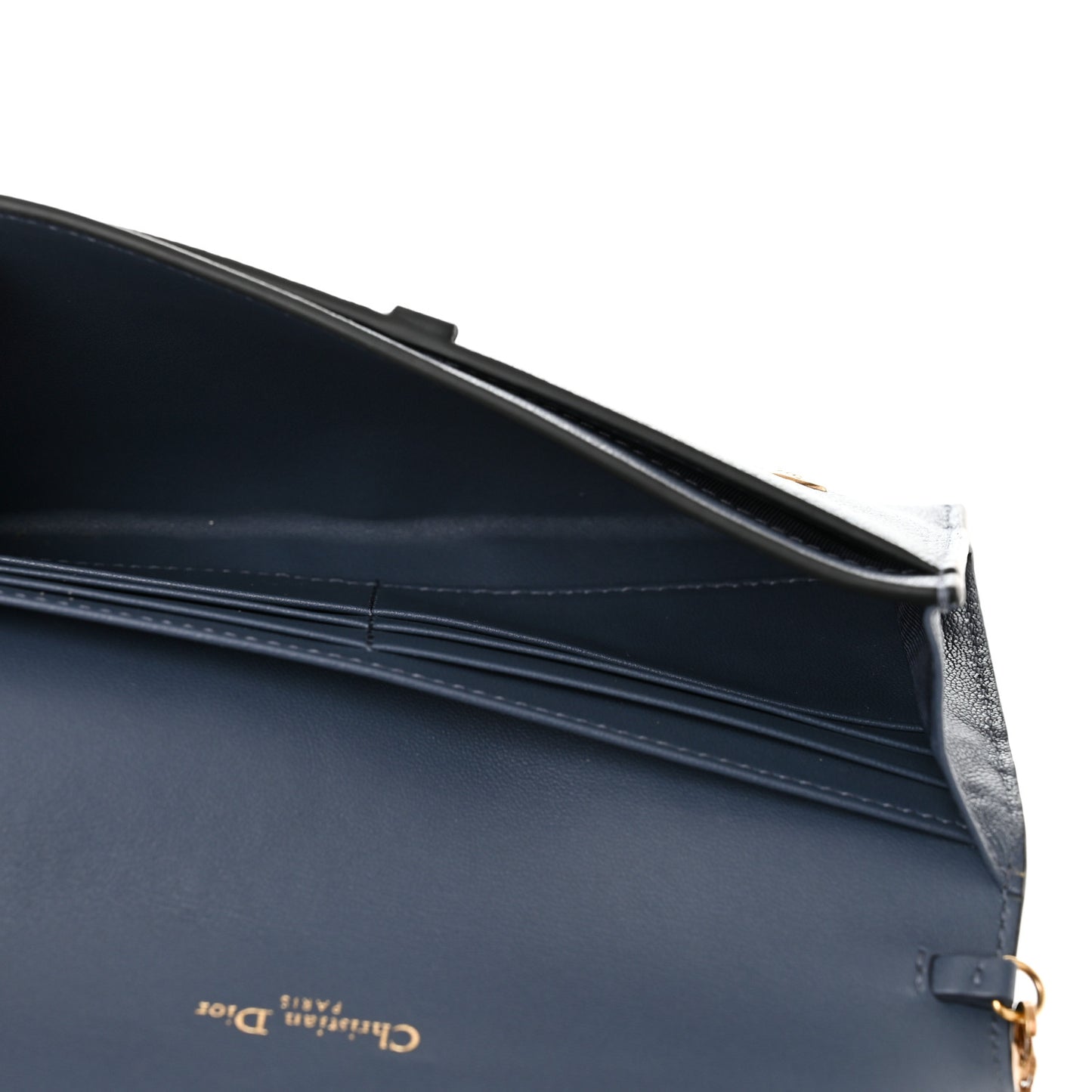 Goatskin Saddle Long Wallet With Chain Dark Blue