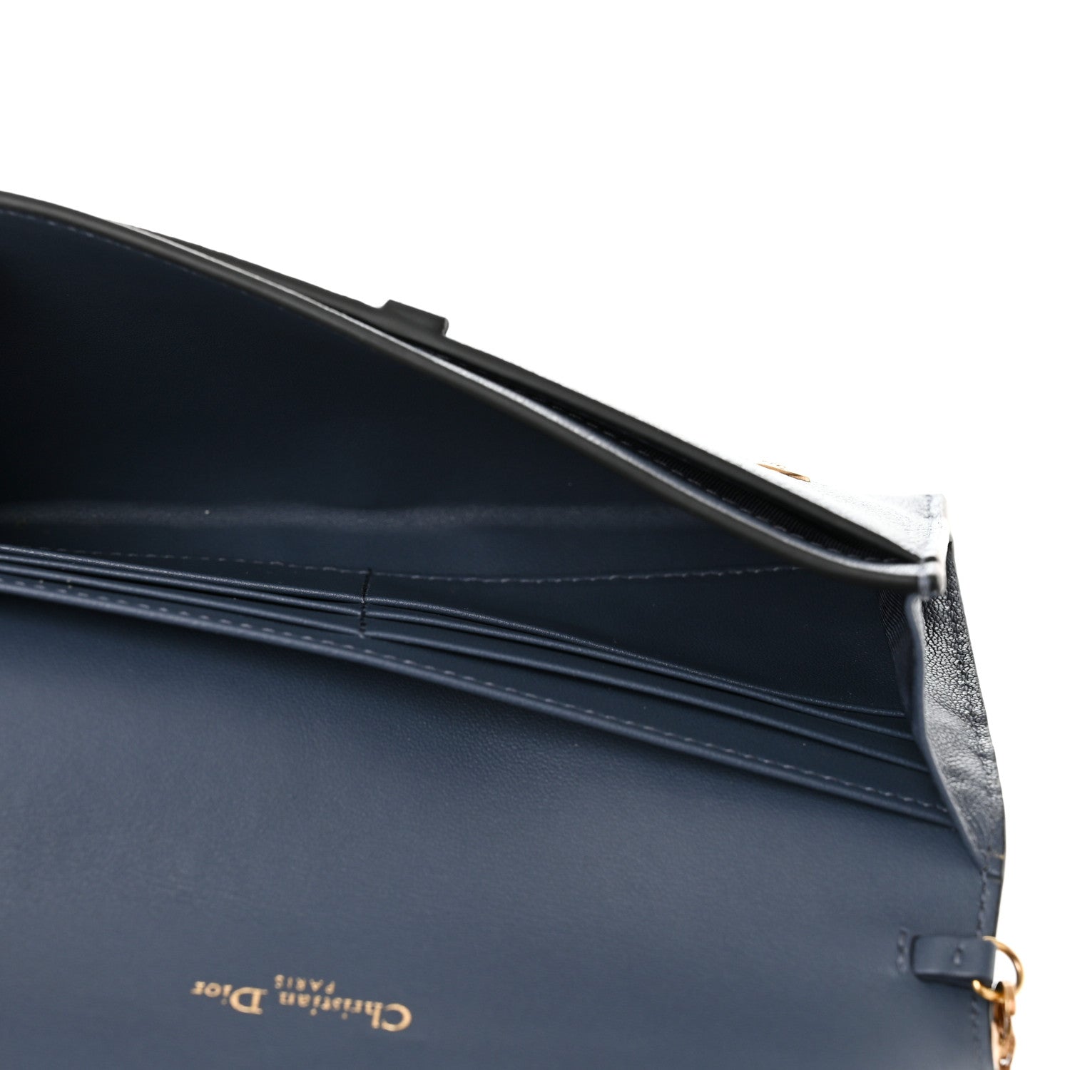 Christian Dior Goatskin Saddle Long Wallet With Chain Dark Blue 6 of 14