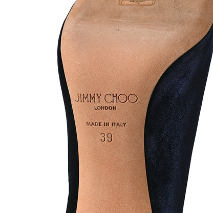 Jimmy Choo Velvet Lace Up Mavy Booties 39 Navy 6 of 7