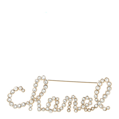 Chanel Metal Glass Swirling Pearls Brooch Pin Gold 1 of 4