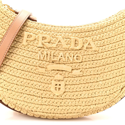 Prada Yarn Raffia Effect Crochet Arque Shoulder Bag Natural 8 of 10