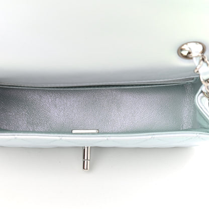 Chanel Iridescent Calfskin Quilted Mini Rectangular Flap Light Blue 5 of 9