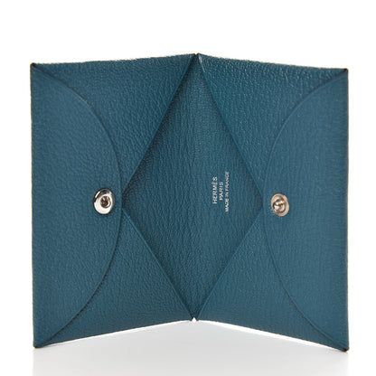 Hermes Chevre Mysore Calvi Card Case Vert Bosphore 5 of 8