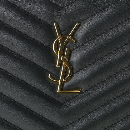 Saint Laurent Calfskin Matelasse Chevron Monogram A5 Wristlet Black 8 of 10