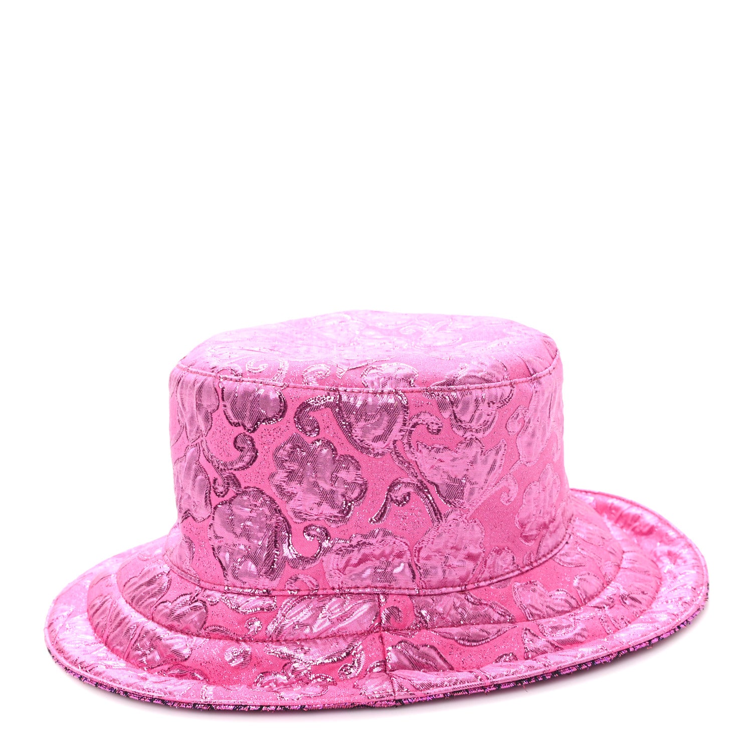 Gucci Canvas Lame GG Monogram Reversible Bucket Hat M Fuxia Pink