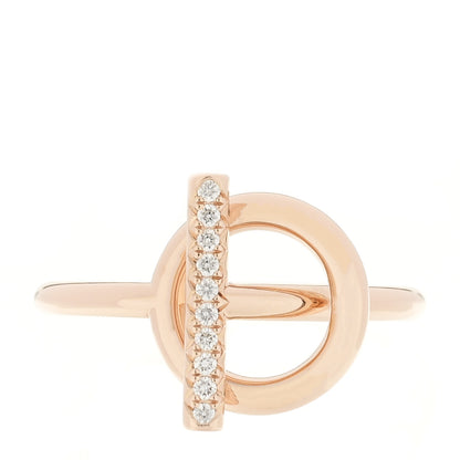 Hermes 18K Rose Gold Diamond PM Echappee Ring 56 7.75 1 of 4
