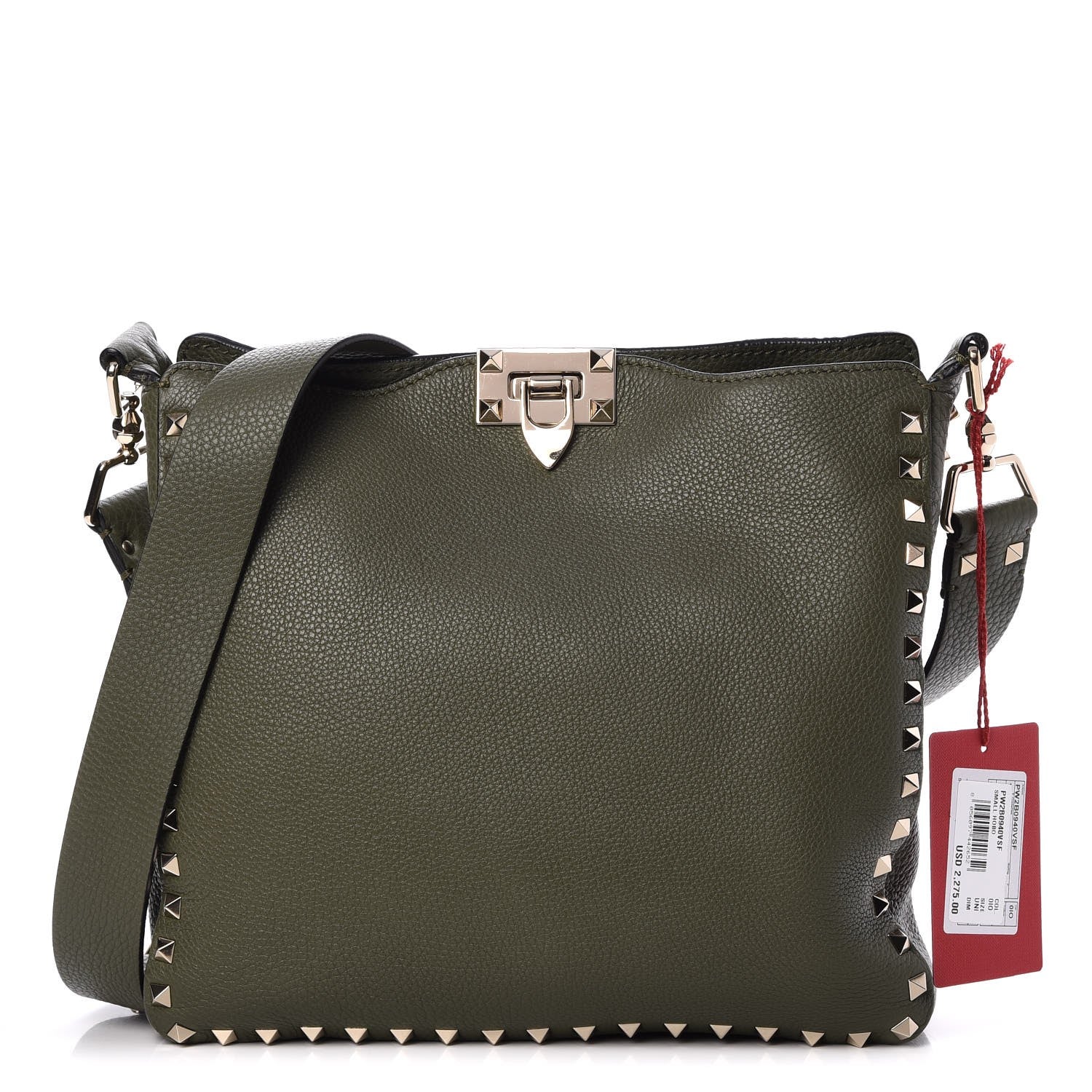 Valentino Garavani Pebbled Calfskin Small Rockstud Flip-Lock Messenger Bag Oasis 1 of 8