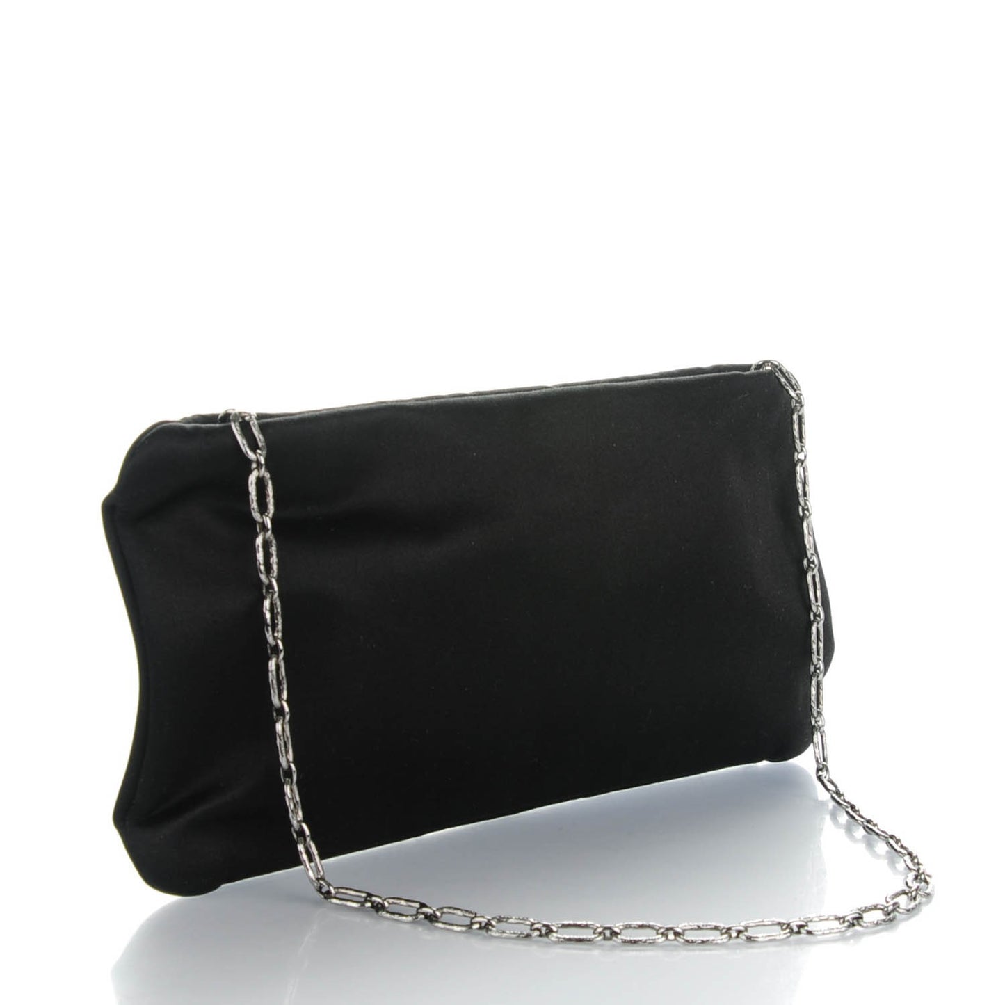 Satin Diamante Evening Clutch Bag Black