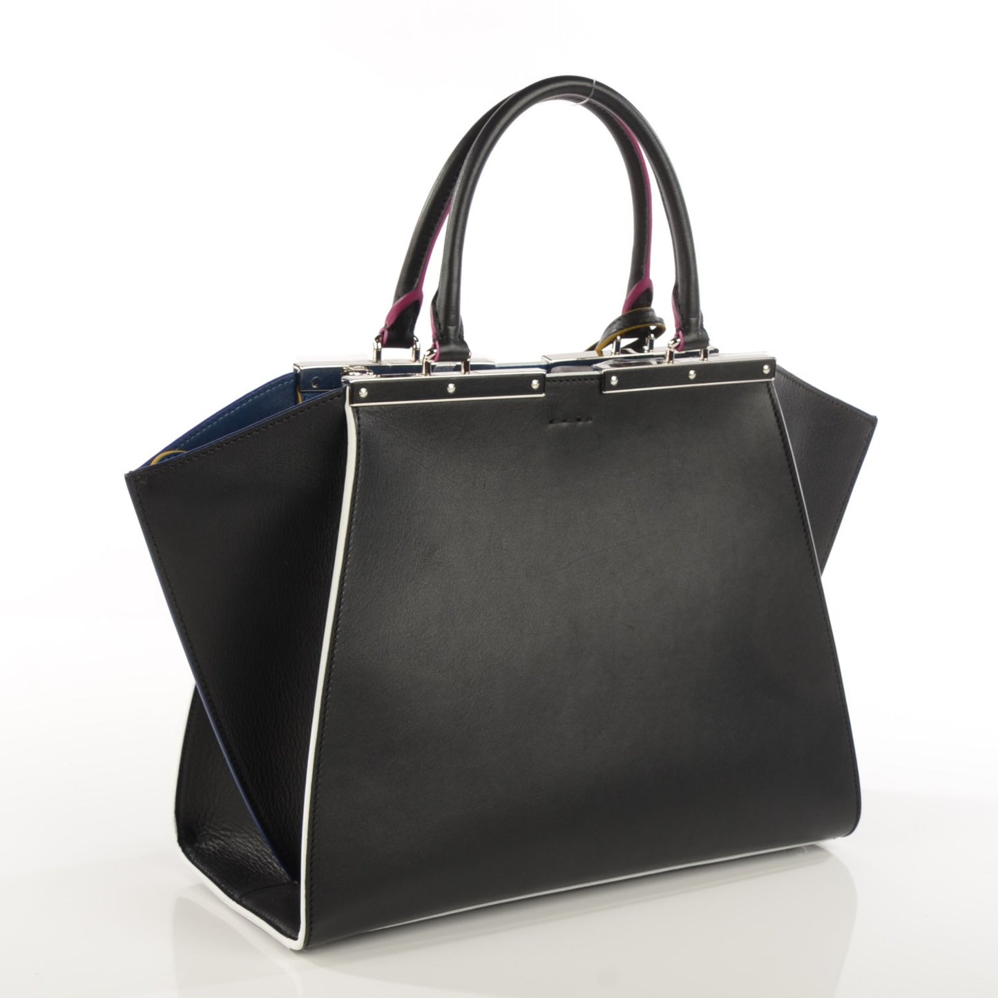 Vitello Dolce Shiny Nappa Petite 3Jours Tote Black Iris