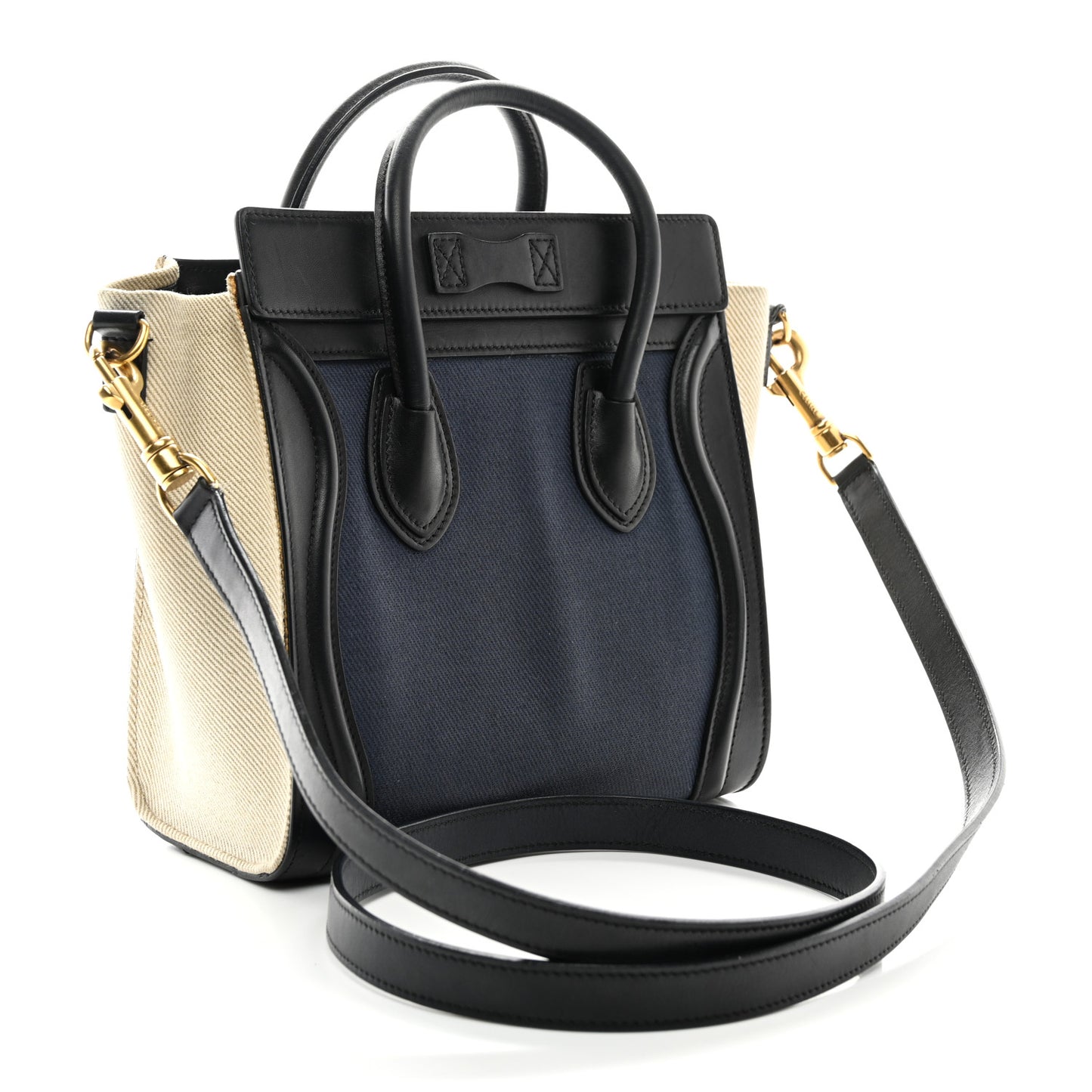 Natural Canvas Smooth Calfskin Nano Luggage Navy